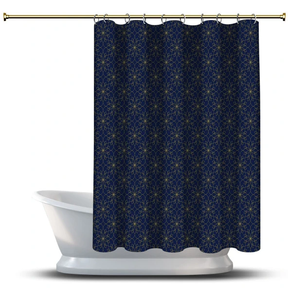 Banyo Duş Perdesi Tasarım Dekor Çiçek Motifli Sarı Lavanta Mavi Dijital Baskılı En 175 cm