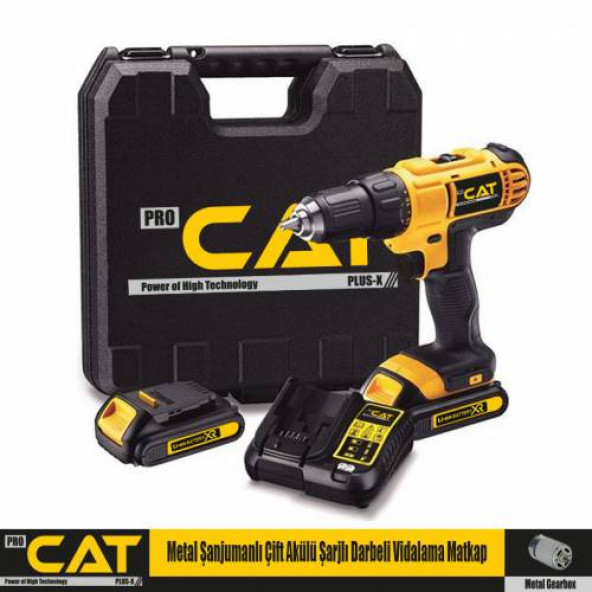 Pro Cat Plus XR5961   42W 6A  Metal Şanjumanlı Çift Akülü Darbeli Vidalama Matkap Çantalı - 2
