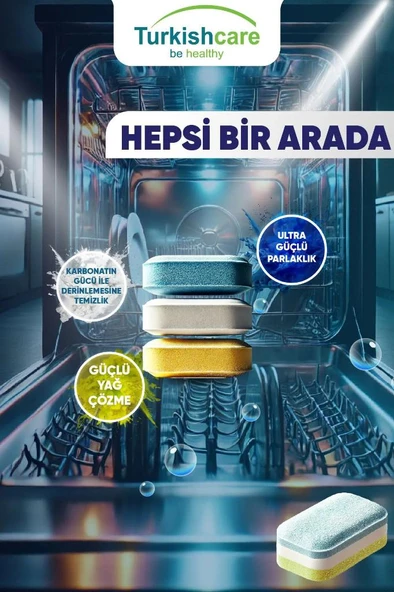 Turkishcare Hepsi Bir Arada Ekonomik 40 Yıkama Bulaşık Deterjanı Premium Tablet - 3