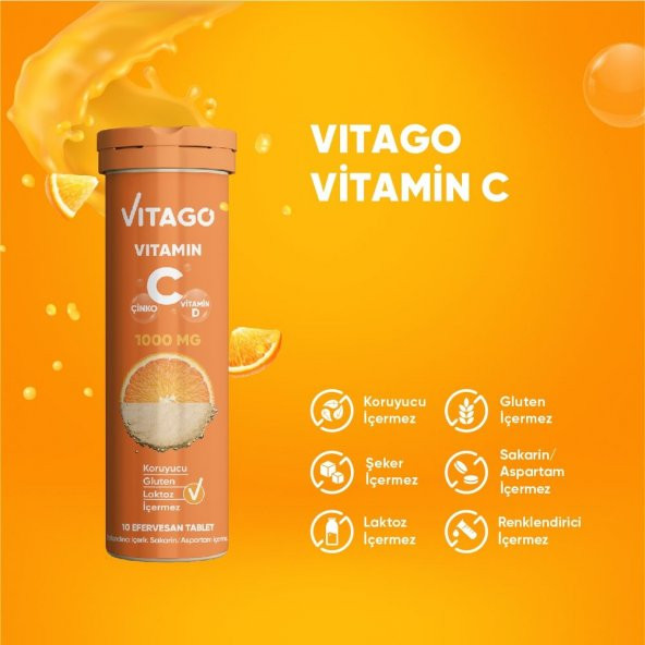 3lü Paket-Vitago C Vitamini Efervesan Tablet - 2