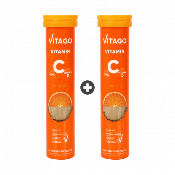 2li- Vitago C Vitamini, D Vitamini, Çinko 20li Efervesan Tablet