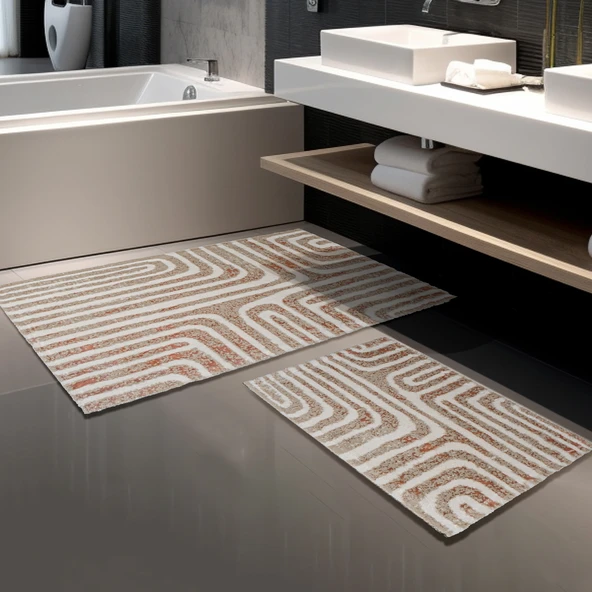 Schafer Home Sue 2 li Pamuk Floş Banyo Paspası-Pudra