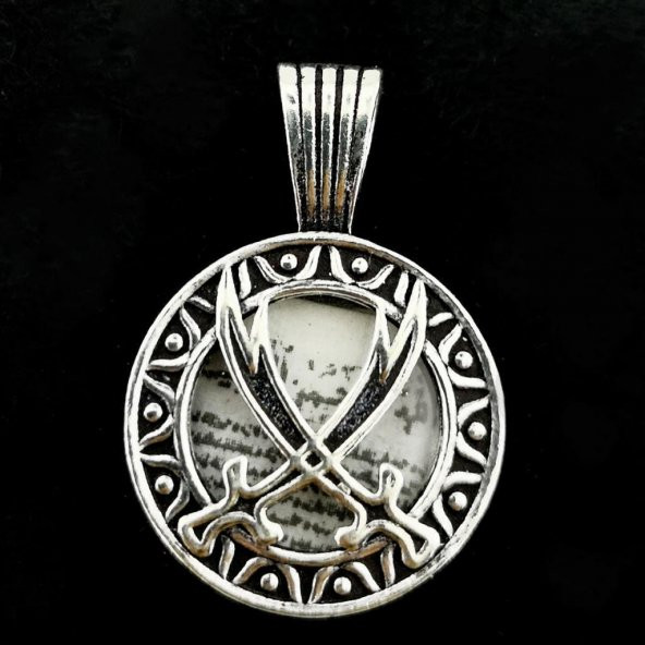 Zülfikar Kılıç Figürlü Dualı 925 Ayar Gümüş Cevşen Ucu - Resim 4