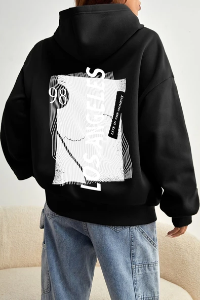 Unisex Oversize Live in The Moment Baskılı Sweatshirt
