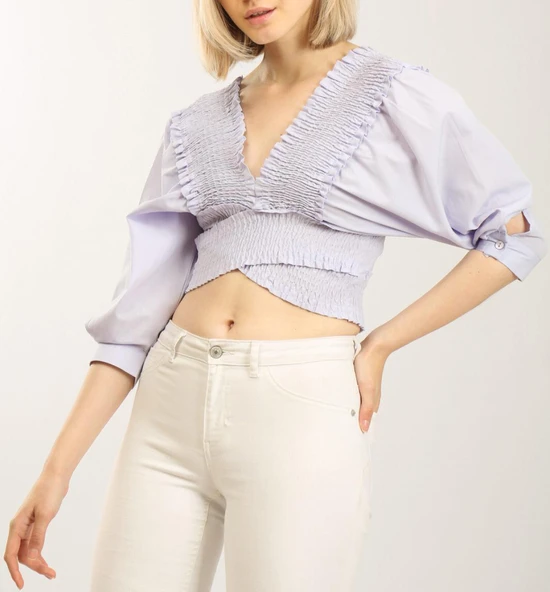 Kadın Poplin Gipeli Flora Bluz - 2