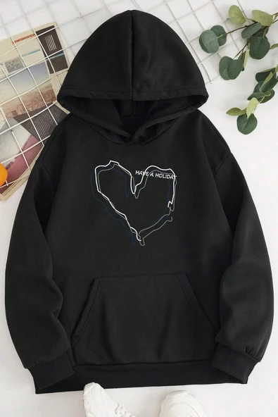 Unisex Oversize Holiday Baskılı Sweatshirt