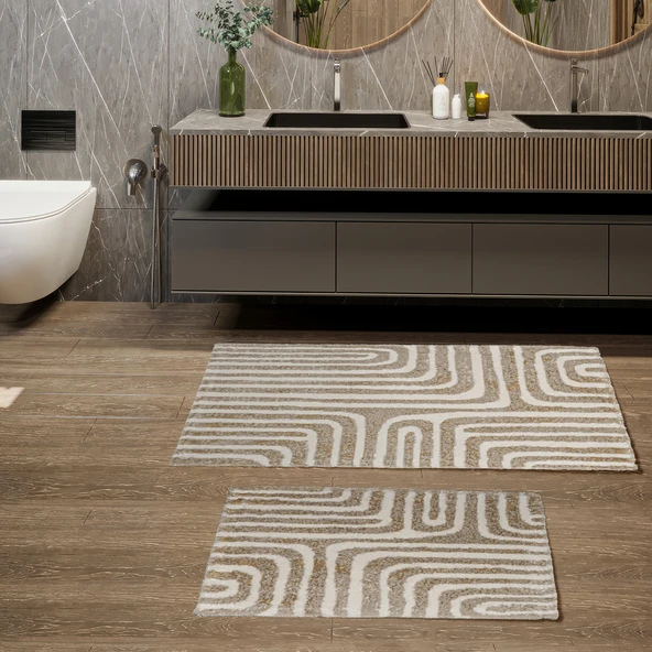 Schafer Home Sue 2 li Pamuk Floş Banyo Paspası-Gri