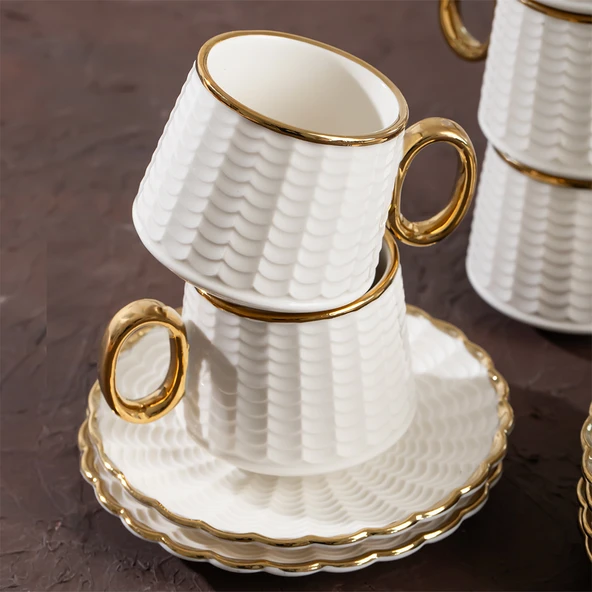 Porsima 101637 Piero 6 Kişilik Kahve Fincan Takımı  100ml  Fincanı Seti - Resim 2