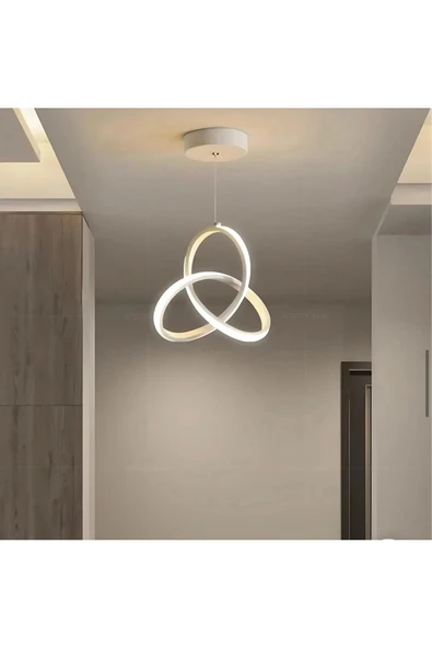 Ömür Avize Asya Beyaz Modern Ultra Beyaz Ledli Sarkık Ledli Avize
