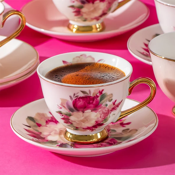 Porsima 102083 Rosso 6 Kişilik Kahve Fincan Takımı  100ml  Fincanı Seti - Resim 2