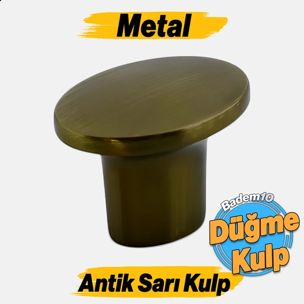 Avcı Antik Sarı Kulp Düğme Tek Vidalı Çekmece Mutfak Mobilya Dolabı Dolap Kulpu Kulbu Metal Kulpları