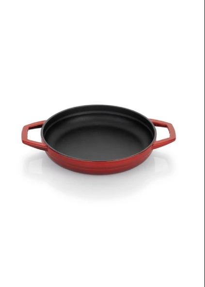 Schafer Guss Chef Döküm Sahan Çift Kulplu 19Cm-1 Parça-Kırmızı - 3