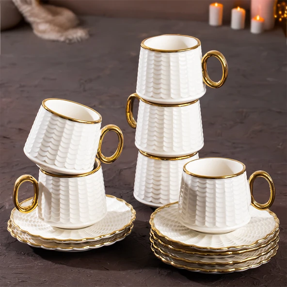 Porsima 101637 Piero 6 Kişilik Kahve Fincan Takımı  100ml  Fincanı Seti - Resim 3