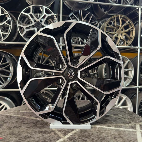 16" (inç) 5x114.3 MEGANE 3 4 COROLLA İ20 UYUMLU Siyah Elmas Kesim Jant Modeli Renault ( 4 ADET )