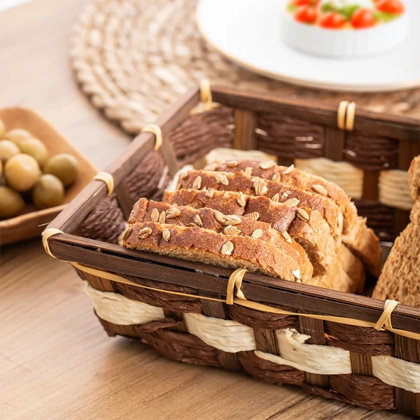 Porsima B5369-2 Hasır  Kahvaltılık Ekmek Meyve Sepeti Çok Amaçlı Banyo, Mutfak, Oda Organizeri - Resim 4