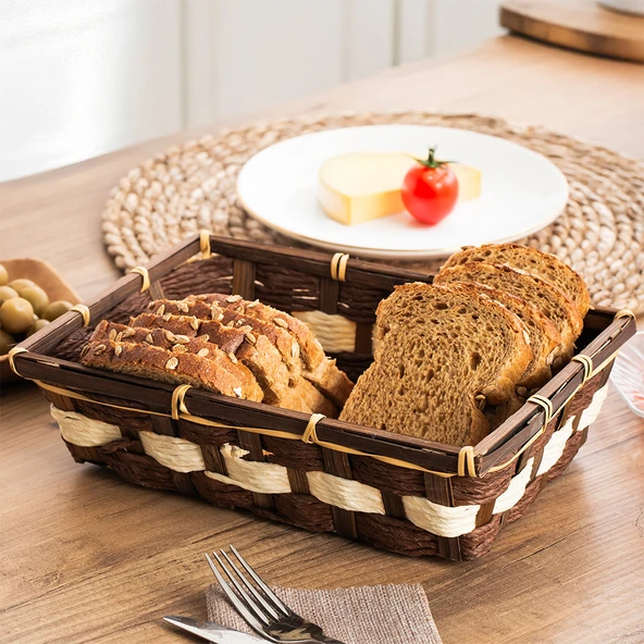 Porsima B5369-2 Hasır  Kahvaltılık Ekmek Meyve Sepeti Çok Amaçlı Banyo, Mutfak, Oda Organizeri - Resim 2