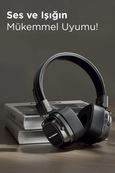 Torima HD-12 Siyah RGB Işıklı Güçlü Bas Kulak Üstü Kablosuz Bluetooth Kulaklık - 4