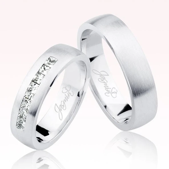 Beyaz Klasik Taşlı Altın Alyans 1205-1 ürün görseli