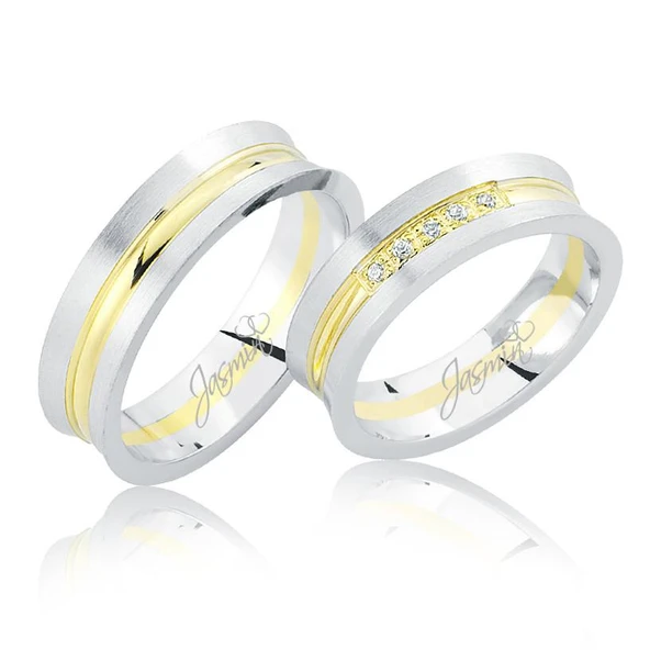 Beyaz Sarı Taşlı Altın Alyans 2602-3 ürün görseli