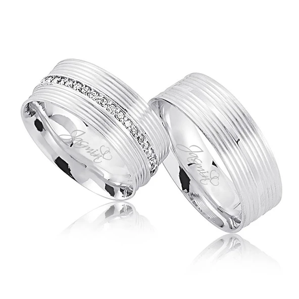 Taşlı Beyaz Altın Alyans 1403 ürün görseli