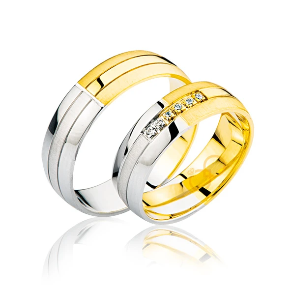 Sarı - Beyaz Taşlı Altın Alyans 2005-3 ürün görseli