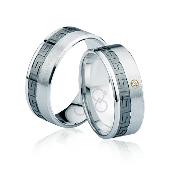 Desenli Beyaz Altın Alyans 2103-3 ürün görseli