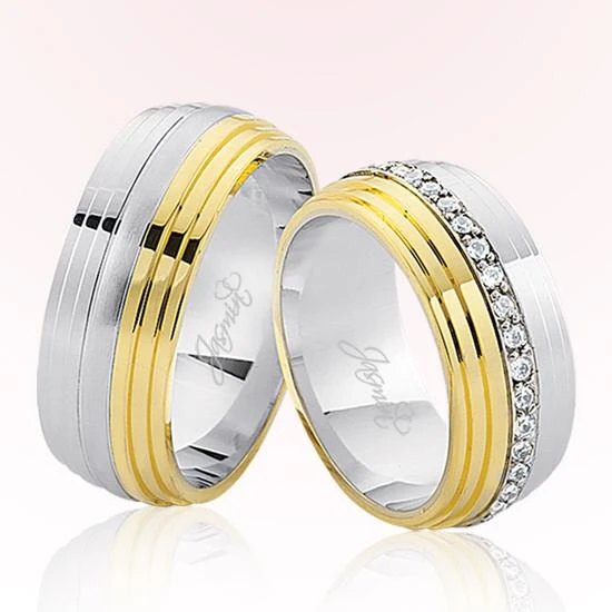 Ortası Taşlı Bombeli Altın Alyans 1305-2 ürün görseli