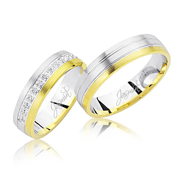 Beyaz Sarı Ortası Taşlı Altın Alyans 1502 ürün görseli