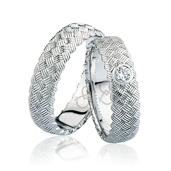 Hasır Desenli Taşlı Altın Alyans 0505-3 ürün görseli