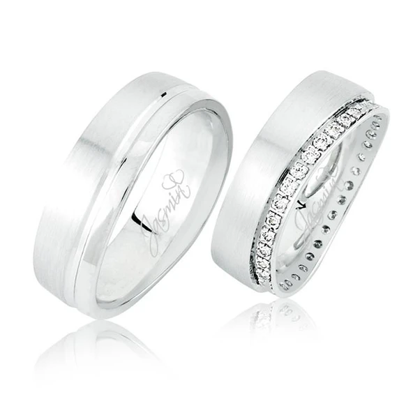 Taşlı Beyaz Altın Alyans 2103-2 ürün görseli