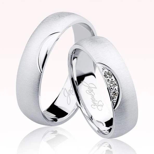 Beyaz Bombeli Altın Alyans 2202-4 ürün görseli