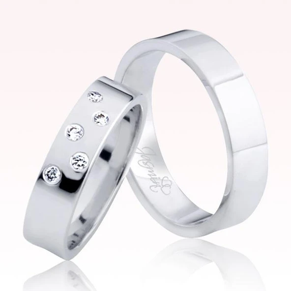 Beyaz Taşlı Altın Alyans 1502-1 ürün görseli 1