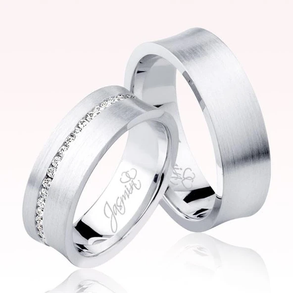 Taşlı Beyaz Altın Alyans 0702-2 ürün görseli