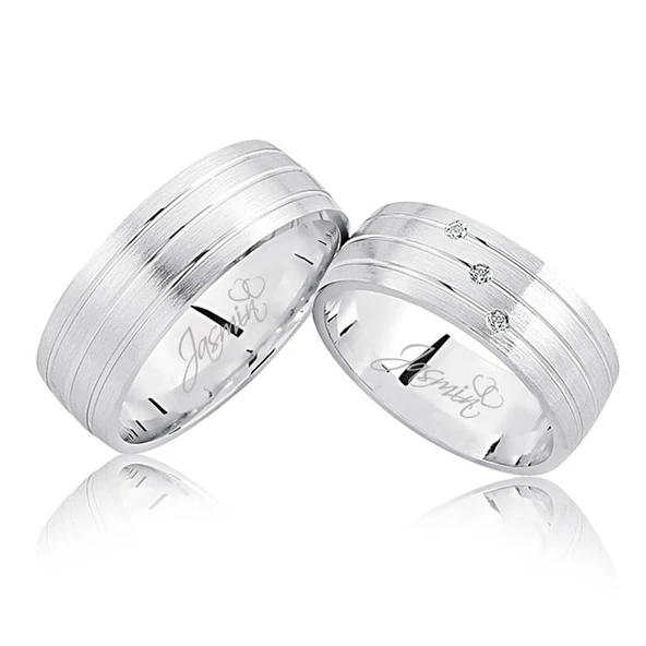 Beyaz Şeritli Taşlı Altın Alyans 3407-2 ürün görseli