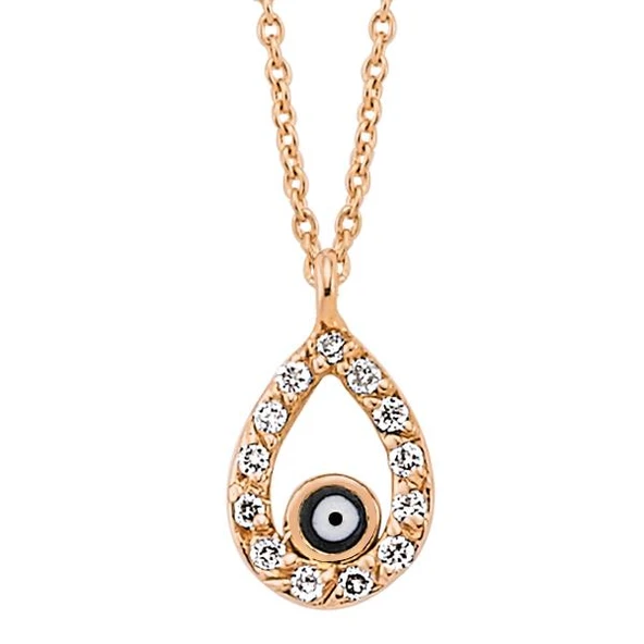 18 Ayar Altın Pırlanta Nazar Boncuklu Damla Kolye 47220