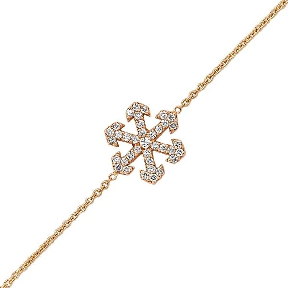 18 Ayar Altın Pırlanta Kar Tanesi Bileklik 47234-4