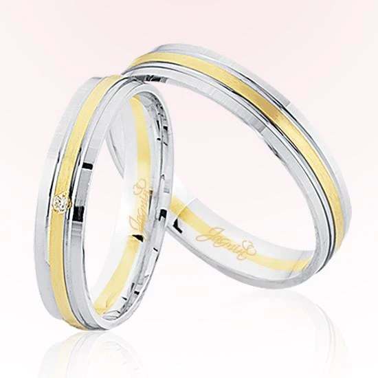 Beyaz Sarı Şeritli Altın Alyans 5503 ürün görseli