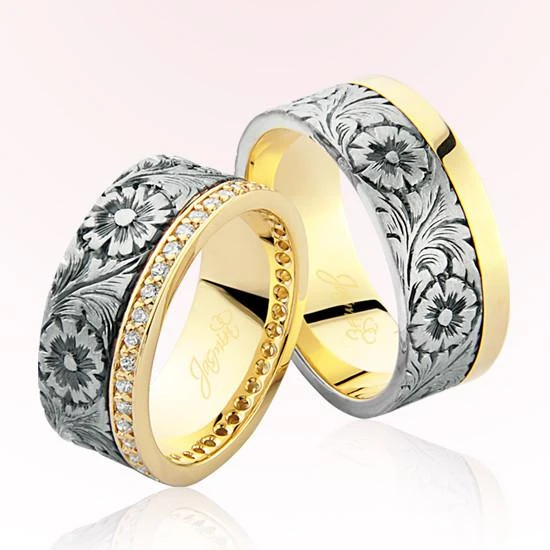 Çiçek Desenli Altın Alyans 3704 ürün görseli