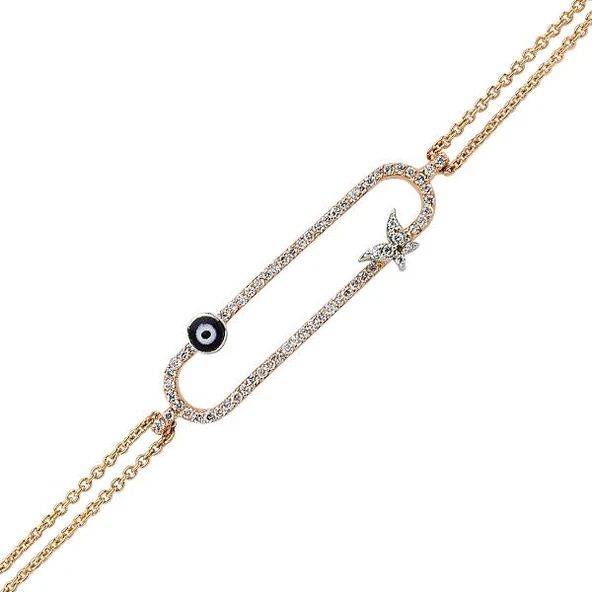 18 Ayar Altın Pırlanta Nazar Kelebek Bileklik 47234