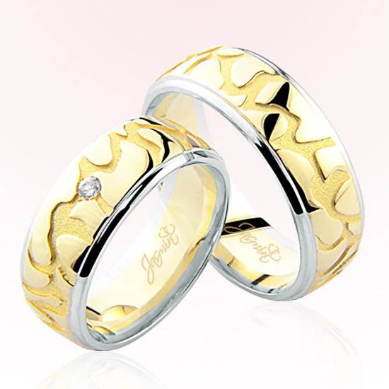 Sarı Beyaz Desenli Altın Alyans 5606 ürün görseli