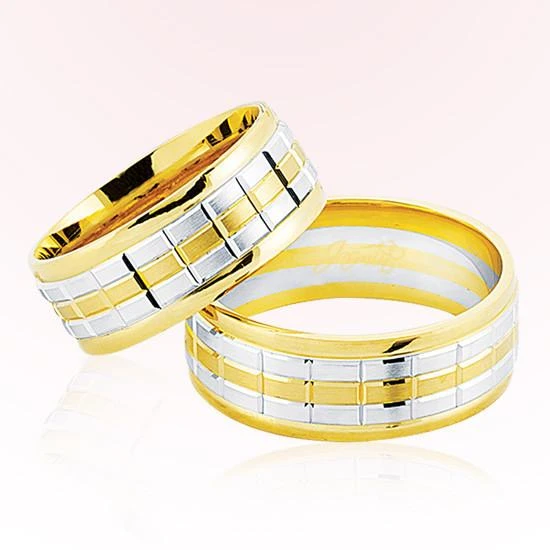 Sarı Beyaz Kareli Altın Alyans 6202 ürün görseli