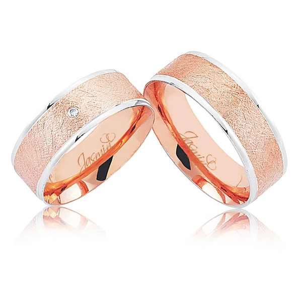 Rose Beyaz Düz Altın Alyans 4002-2 ürün görseli