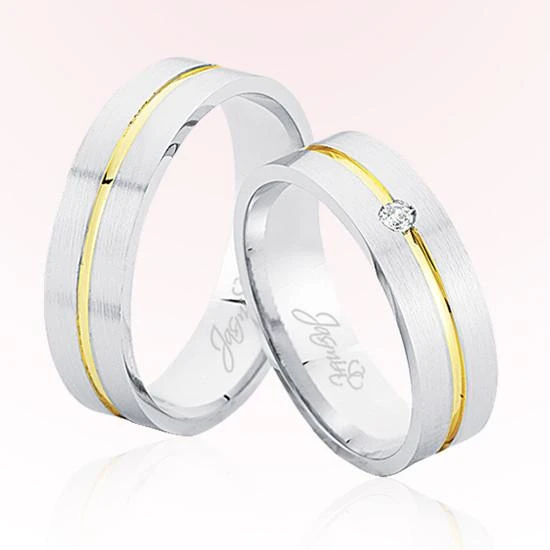 Beyaz Sarı Şeritli Altın Alyans 5602 ürün görseli