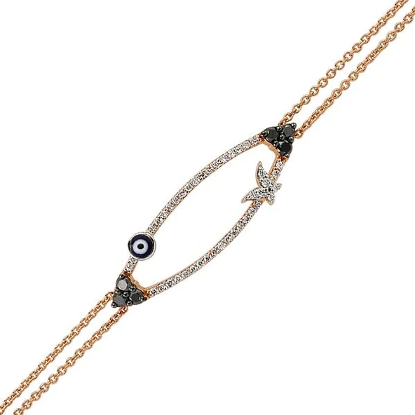 Harem Altın 18 Ayar Altın Pırlanta Nazar Kelebek Bileklik 47233-1 ürün görseli 1