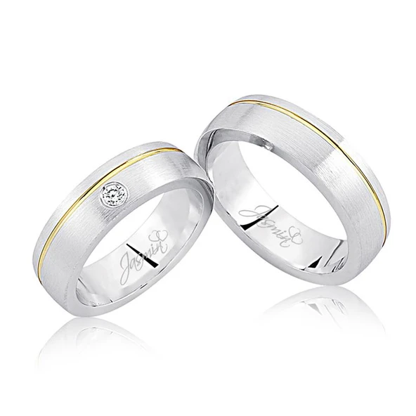 Beyaz Sarı Şeritli Altın Alyans 3406-2 ürün görseli