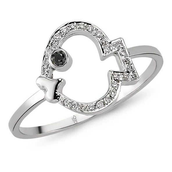 18 Ayar Altın Pırlanta Balık Yüzük 48571