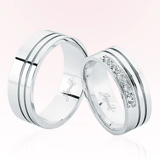 Harem Altın Beyaz Şeritli Taşlı Altın Alyans 4206 ürün görseli 1