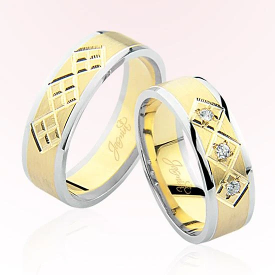 Sarı Beyaz Desenli Altın Alyans 5209 ürün görseli