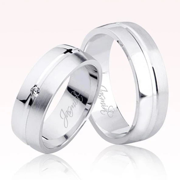 Beyaz Bombeli Altın Alyans 3203-1 ürün görseli