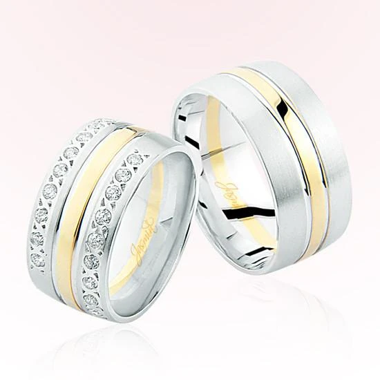 Beyaz Sarı Taşlı Bombeli Altın Alyans 4101 ürün görseli